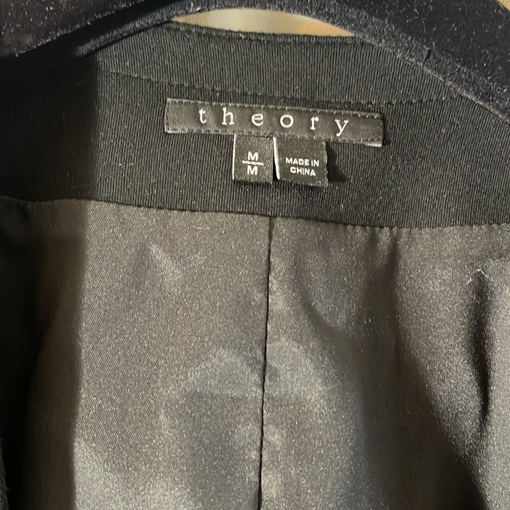Theory Size Medium Black Jacket With Leather Slee… - image 2